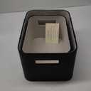 La Jolie Maison Storage Baskets for Organizing, 2 Pack, Luxury Vegan Leather Storage Cube Boxes for Closet Shelf Cabinet Bookcase, Navy Blue