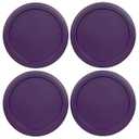 Replacement Lid for Pyrex 5" Storage Plastic Cover 2 Cup Bowl 7200-PC Purple (4-Pack)