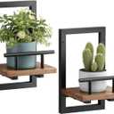 Sbosbo Floating Shelves for Wall, Plant Shelf Indoor, Wall Planters for Indoor Floating Plant Shelves for Bedroom, Living Room, Kitchen, Office, Bathroom Decor (2 Pack)