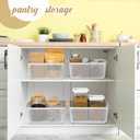 Ziliny 4 Pcs Plastic Mesh Baskets with Handles - Mesh Storage Hanging Organizer Bin Container Baskets for Home Organizing Pantry Closet Cabinet Kitchen Fridge Fruit Snacks Gifts, Grey(Medium)