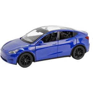 1:32 for Tesla Model Y Alloy Car Model Diecast Metal Car Model Simulation Sound and Light Collection Boy Gift Simulation Vehicle Playset(Blue)