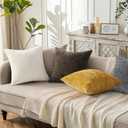 DecorUhome Summer Cream White Chenille Throw Pillow Covers 18x18 Set of 2 Textured Cozy Slubby Couch Pillow Covers Modern Farmhouse Boho Decorative Pillow Cases for Bed Sofa Living Room