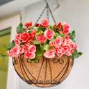 LaLaGreen Hanging Baskets for Plant Outdoor (18 Inch, 2 Pack) Large Black Metal Wire Hanging Planter with Coco Liner Round Flower Pot Hook Holder Hanger Deck Porch Modern Garden Balcony Country Decor