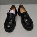 Women‘s Chunky Penny Loafers, Platform Lug Sole Slip On Business Casual Shoes, Patent Leather Comfortable Work Dressy Ladies Loafers