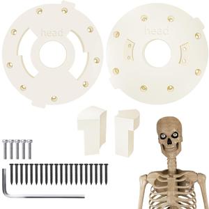 12 Ft White Giant-Sized Skeleton Head Bracket Kit Replacement Part, Include Neck Male & Female Sides, W/20 Pcs Black Screws & 5 Pcs White Screws & 1 Pc Hex Wrench, Fit for Home Depot Skeleton/Skelly