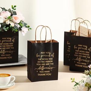 ReliThick 100 Pcs Employee Appreciation Gifts Bags Bulk May You Be Proud of The Work You Do Paper Bags Team Inspirational Gifts for Teachers Coworkers Volunteer Staff Nurses Week Appreciation(Black)