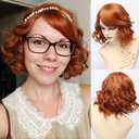 Short Curly Wigs for Women Layered Natural Synthetic Wigs Full Head Halloween Costume Cosplay Wig (Copper Red)