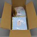 LIYH 210 Pcs Light Blue Plastic Dinnerware Set - Baby Blue Plastic Plates Napkins with Gold Foil Include Bridal Shower Plates Disposable Gold Silverware Napkins Cups for Birthday 30 Guests