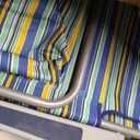 Yestomo Backpack Beach Chair for Adults, Folding Beach Chair with 4 Positions, Heavy Duty Chair with Large Cooler Pouch Support to 350LBS (Stripes_Blue&Cyan&Yellow), 12.6" x 20.5" x 26.5"