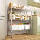 Auslar 3-Shelf Storage Wire Shelves Heavy Duty 3 Tiers Standing Shelving Units Adjustable Metal Organizer Wire Rack, Chrome