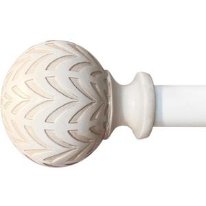 Hermosa 48-86 Inch Adjustable Curtain Rod Set, 5/8 Inch Diameter in Antique White