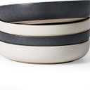 famiware Milkyway 33 oz Bowl Set, Pasta Bowls Set of 4, Salad Bowls, Double Reactive Glaze, Sturdy & Stackable, Ideal for Housewarming, Festivals, Dark Charcoal & White Full Glaze Matte