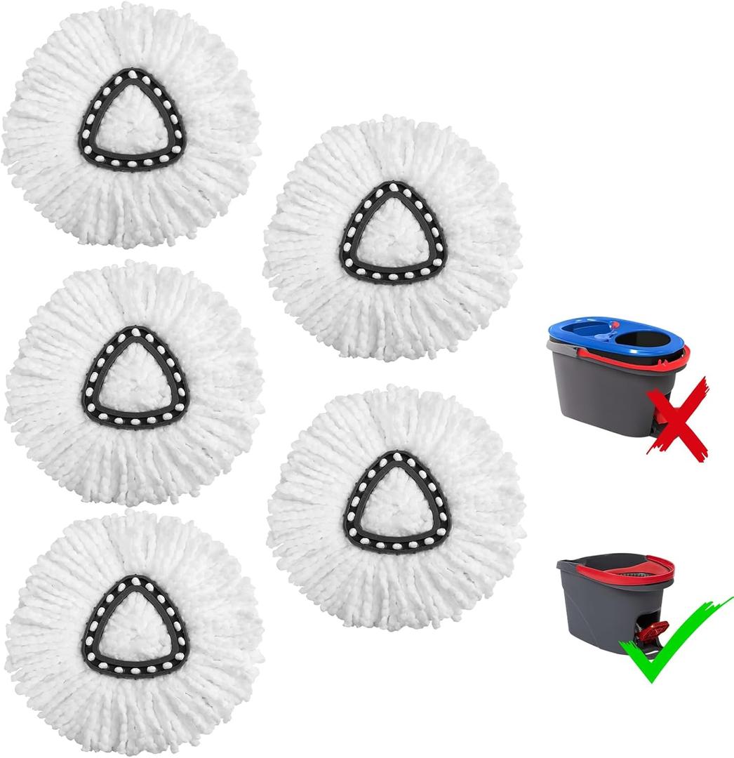 5-Pack Mop Replacement Heads for Ocedar Mop Replace Head EasyWrin Spin Mop Heads Replacements, Easy Cleaning Mop Head Replacement