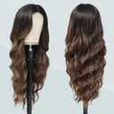 Long Brown Wigs for Women Ombre Brown Synthetic Hair Wig Natural Daily Hair Replacement Wigs Heat Resistant Fiber Hair Cosplay Party Wig(26in Ombre Brown)