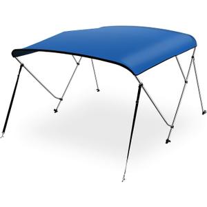 SereneLife 3 Bow Bimini Top Cover for Boat, Includes 2 Straps, 2 Rear Support Poles, 72'' x 54-60'' x 46'', with Marine-Grade 600D Polyester Canvas, Storage Boot with 1" Aluminum Frame (Royal Blue)