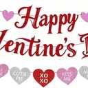 Pre-Strung Happy Valentine's Day Banner, Glitter Valentines Day Sign Decorations with XOXO Love You Heart Garland for Indoor Home Wall Wedding Engagement Anniversary Party Photo Backdrop Decor Favor, 3 Pack