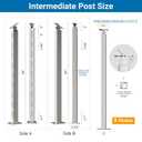2 Pack Cable Railing Post Stainless Steel Adjustable Angle Intermediate Post for 1/8" Deck Cable Railing，Silvery
