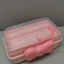 Cute Girls Hair Accessories Storage Box Bow Switch Organizer Box Jewelry Box, Plastic Hair Ties Holder Hair Clips Container Storage Box for Home, School, Office(Pink)