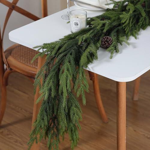 Real Touch Norfolk Pine Garland - 60" Artificial Christmas Garland Faux Pine Greenery Garland for Holiday, Fireplace, Mantle, Window, Indoor, Outdoor Decor (1PCS)