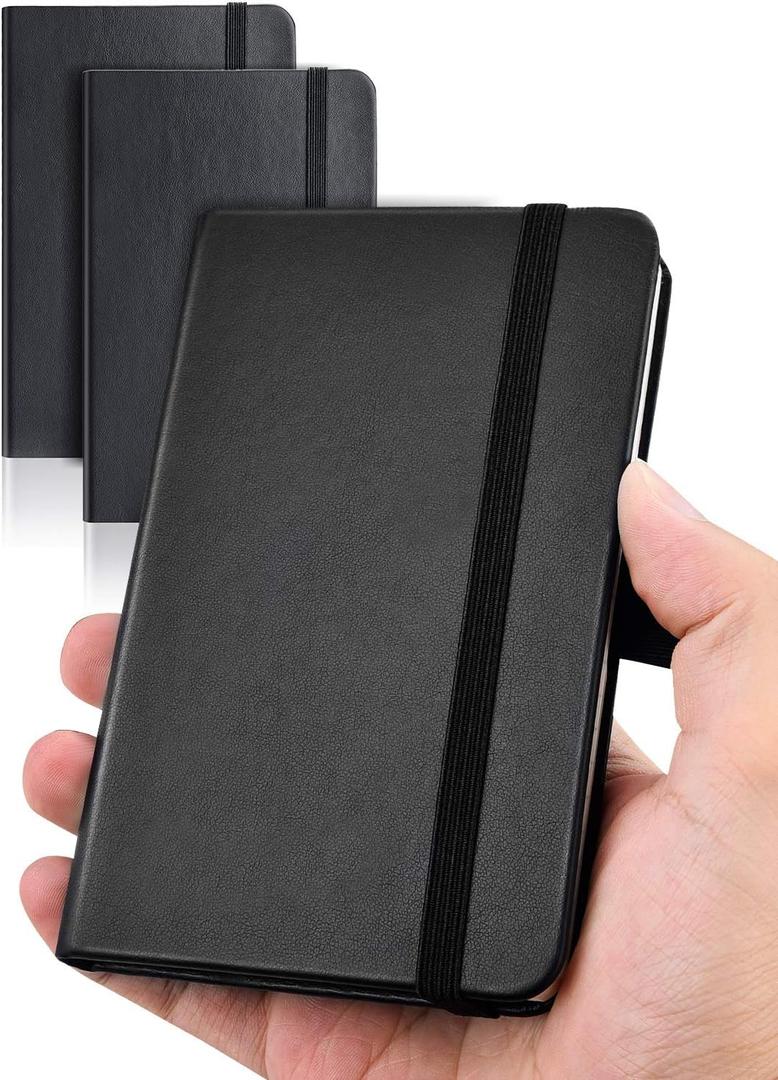 AISBUGUR Pack of 2 Notebook A6 Small Pocket Notebook 9 x 14 cm, Executive Hardcover Total 320 Pages Thick Paper with Inner Pockets, Mini Notebooks (Black)