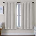 Simplebrand Ava Natural Blackout Curtains for Bedroom 63 Inch Length 2 Panels Set, Solid Thermal Insulated Privacy Living Room Window Treatment Curtains Blackout Drapes, W50 x L63 Inch