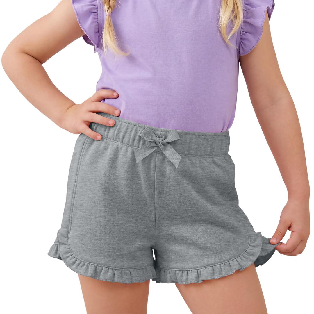 Langyiwee Toddler Girls Ruffle SweatShorts, Light Heather Gray, 2T