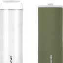 Glass Water Bottles 32 oz, 1 liter / 1000ml Wide Mouth Glass Drinking Bottles with Lids, Large Reusable Borosilicate Water Bottle for School Home Office Travel Sport Yoga Gym