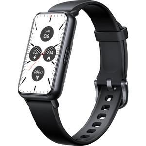 AKAGEAR Fitness & Activity Tracker with Sleep and Blood Oxygen Monitoring, 24/7 Heart Rate Stress Index and Respiratory Training 1.58" AMOLED Display 5ATM Waterproof and More Black