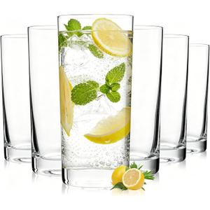 Highball Glasses Set of 6, 13oz Tall Drinking Glasses, Water Glass for Kitchen, Tom Collins Glasses, Mojito Glass Cups, Cocktail Glasses for Bar Glassware