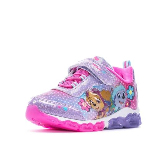 Nickelodeon Kids Paw Patrol Shoes for Girls - Skye and Everest LED Light Up Sneakers Slipon Lightweight Breathable Running Shoe - Purple Pink 2 (Size 8 Toddler)
