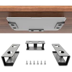IFCASE Under Desk Laptop Mount, Metal Under Desk Shelf Holder for Laptop, Mac mini, MacBook, Keyboard with Anti-Scratch Silicone (Silver)