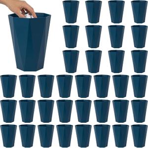36 Pcs Small Trash Can Bulk 2.6 Gallon Plastic Wastebasket Garbage Can Durable Trash Bin Container for Home Bathroom Bedroom Office Kitchen(Blue)