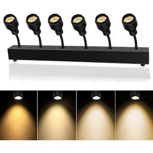 Pinspot Light Bar,6PC LED Pinspot Stage Lights Disco Ball Manual Zoom(15-60 Degree) 3200K Dimmable Warm White DMX Sound Activated Lights for Party Activities Live Show Concert Church Wedding