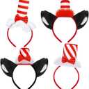 RUODON 4 Pieces Cat Ears Headband with Hat Cute Costume Ears Headband with Stovepipe Hat for Boys Girls Adults Party Favors