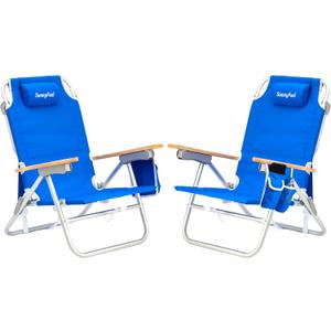SUNNYFEEL XL 28" Extra Wide Beach Chair for Adults,Low Backpack Beach Chair