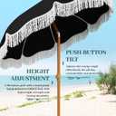 AreShark 7ft Patio Umbrella with Fringe, UPF50+ Beach Umbrella for Table, Pool & Garden, Portable Outdoor Tassels Umbrella w/Fiberglass Ribs&Push Bottom Tilt(Black)