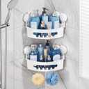 TAILI Suction Corner Shower Caddy, Bathroom Shelf Storage Basket Wall Mounted Organizer for Shampoo, Conditioner, Plastic Rack for Kitchen&Bathroom, Drill-Free Removable (2 Pack)