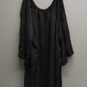 WDIRARA Women's Plus Size Cold Shoulder Ruffle Trim Bishop Sleeve A Line Dress Black 2XL