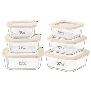 Urban Green Glass Food Storage Containers with Glass Lids, Microwave Safe Food Container Set, Airtight Meal Prep Containers, LeakProof, 100% Plastic Free, 6 Pack