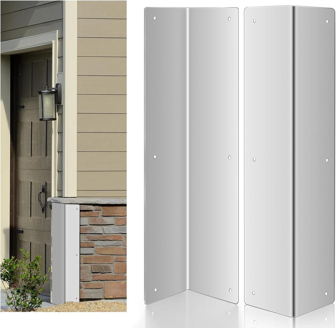 Moxweyeni 2 Pack Stainless Steel Corner Guards for Vinyl Siding 3 3/8'' x 3 3/8'' x 15 3/4'' Metal Siding Corner Guards Protector 89° Angle Weed Whacking Protection for Outside Exterior Wall Repair