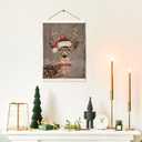 LKETW Vintage Christmas Deer Poster Hanger Frame, 12x16 inch, Pink Bow Deer Wall Art, Farmhouse Living Room Bedroom Decor