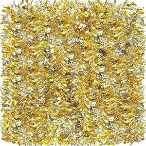 Dingion 59 Feet Christmas Tinsel Garland Metallic Twist Ornaments Hanging Glitter Xmas Garland for Christmas Tree Indoor Outdoor Decoration Party Supplies, Gold