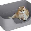 Extra Large Cat Litter Box for Big Cats - High Sides & Low Enter Design, 23.6x17.1x8.54 Inches Spacious Anti-Spill Pet ToiletGrey