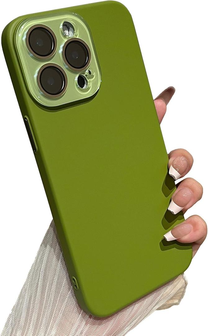 Caseative for iPhone 12 Pro Max Case,Solid Color Full Camera Lens Protection Phone Case (Green)
