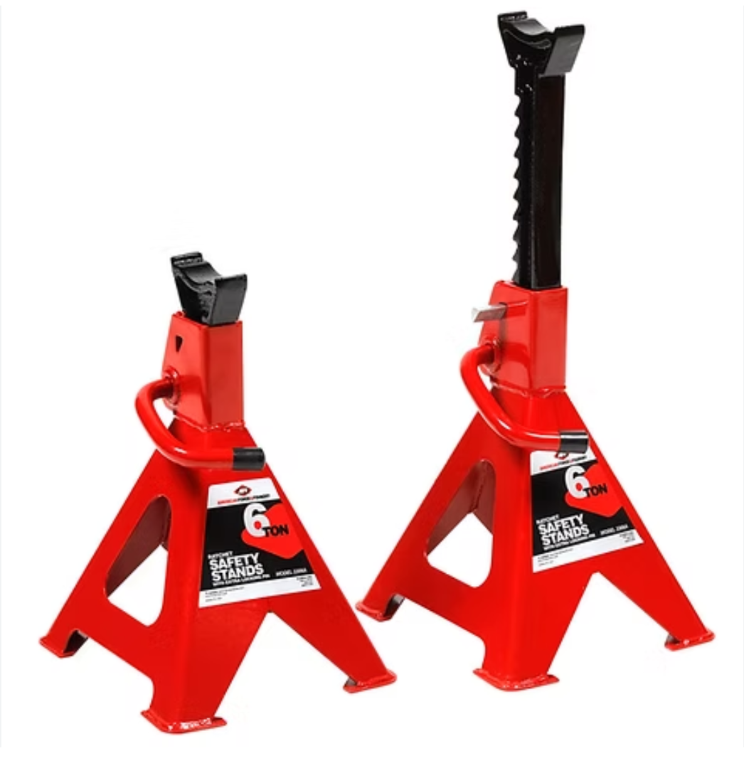 AFF 6 Ton Jack Stand Set - Heavy Duty Ratchet Style Jack Stands - Pair