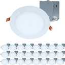 HALO HLBE 6-Inch Slim Canless Recessed Downlight for New Construction/Remodel 3000 Fixed CCT- Contractor 24-Pack ‎HLBE6099301EMWR-24PK