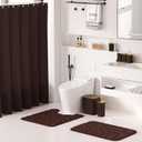 XLHOMO Bathroom Accessories Set - 25PC Brown Bathroom Sets with Shower Curtain and Rugs, Bathroom Accessory Set, Brown Shower Curtain Set, Trash Can, Qtip Holder Dispenser & Soap Dispenser