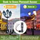 Photocell Sensor for Outdoor Light, 120-277VAC 50/60 Hz Swivel Mount Photocell IP54 Waterproof, Dusk to Dawn Sensor Photoelectric for High Power Loads in Commercial or Industrial(1 Pack)