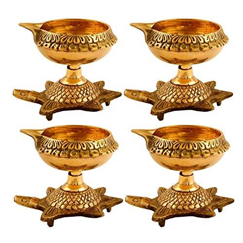 Brass Kuber Turtle Diya for Diwali Decoration [4 Pc] - Diwali Diya - Diwali Decorations for Home - Diwali Decor Clay Diyas for Puja Diwali Return Gifts - Diya Lamp for Pooja Hashcart®