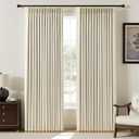 YZ HOME Pinch Pleated Linen Curtains 100% Blackout 84 Inches Long for Living Room Bedroom, Memory Thermal Insulated Room Darkening Window Drapes with Rings Hooks, 2 Panels, Cream, 40" Wx84 L